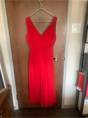 Lush Red V-Neck Sleeveless Midi Dress
